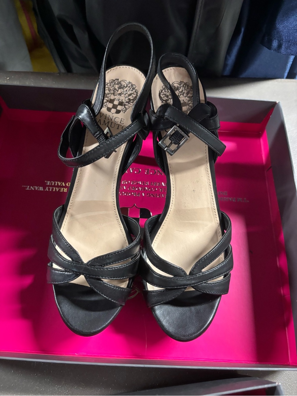 Vince Camuto Black Strappy Women’s heels peppa Nappa size 8.5